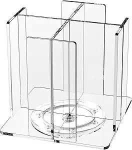 KOTEMON Cup and Lid Holder, 4 Compartment, Square | Rotating Coffee Cup Dispenser Lid Carousel for Restaurant, Buffet, Coffee Station, Bar, Countertop, Clear Acrylic