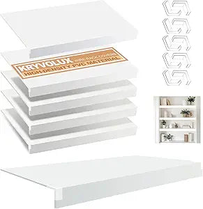 5 Pcs Wire Rack Covers 36x16x3 inch PVC Pantry Shelf Cover 0.31 inch Thick Removable Closet Wire Rack Shelf Covers,Decoration Kitchen Bathroom Office Shelving (Light Luxury White,36x16x3 inch)
