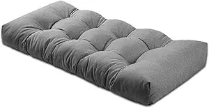 Bench Cushion 45 inches,Indoor/Outdoor Non-Slip Tufted Cushions, Premium Waterproof Linen, Soft Piano Sofa Cushions, Entryway Storage, Bay Window, High-Density Memory Foam(Medium Grey-45x18x4in)