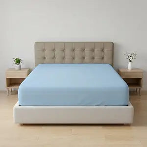 Luxury King Fitted Sheet Only - 400 Thread Count 100% Cotton Sheets, Soft Breathable Cooling Fabric, 15" Deep Pocket with Elastic Fit, Light Blue