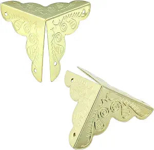 Piutouyar 50 Pcs Antique Box Corner Protectors, 1"x1"x1", Gold