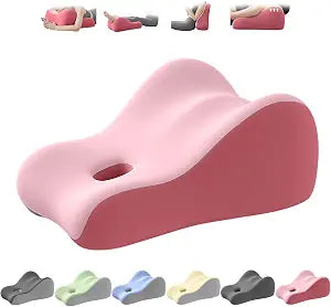 Memory Foam Wedge Pillow, Pregnant Ergonomic Contoured Position Pillow for Sleeping & Reading, Multi-Functional Bed Pillow Back Support Cushion Pink