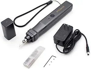iDili Portable Handheld Ultrasonic Cutter for Plastics, Wood, Resin, PCBs, 3D Printing, and More - 30W Electric Engraving Tool Includes 40 Blades | Anti-Slip Design, Automatic Frequency Tracking