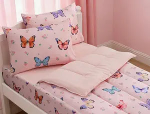 Meeting Story 4pcs Butterfly Theme Zipper Bedding Set for Kids, Pinkblue