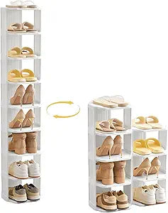 UFORU Vertical Shoe Rack, 9-Tier Plastic Stackable Storage Shelf for Small Closets and Narrow Spaces, Compact Free Standing Shoe Racks for Entryway Bedroom Dormitory