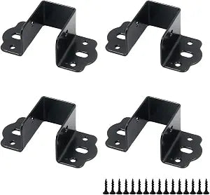Coshar 4Pcs Heavy Duty Bed Rail Fittings Black Bed Frame Brackets Adapter