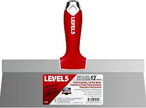 12" Soft-Grip Stainless Steel Taping Knife - LEVEL5 | Pro-Grade | Metal Hammer End | 5-137