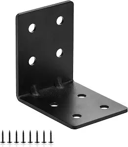 4 PCS Heavy Duty Steel Corner Brackets, 4"x4"x3" 90 Degree L Right Angle Bracket, DIY L Shelf Brackets, Metal Joint Timber Connector Support for Wood Shelves, Furniture
