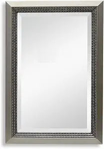 Vossa Warm Silver Mirror | Modern Rectangle Polystyrene Frame Bathroom Vanity Mirror Mounted Vertical or Horizontal (24 in. W x 36 in. H x 1 in. D)