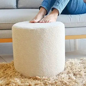 Lama Design Handmade Pouf Footstool for Living Room, Bedroom, Children's Room, Wooden Framed and Durable, Perfect for Resting Your Feet, Soft