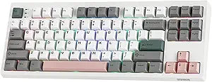 EPOMAKER TH87 Wireless Mechanical Keyboard with 10000mAh Battery, BT/2.4GHz/Wired, Hot Swappable Custom, PBT Keycap, RGB Backlit, Gasket, TKL Gaming Keyboard for PC/Mac (Sea Salt Silent)