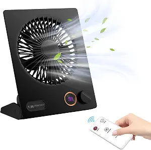 Small Desk Fan,VEMONT USB Table Fan,5000mAh Rechargeable Battery Fan,180Tilt Folding Personal Portable Fan with Remote Control,Stepless Speed Strong Wind, Silent Hanging Fans for Home Office Desktop