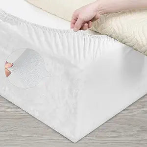 Velvet Bed Frame Cover, Bed Base Wrap Cover, Alternative to Traditional Valance Bed Sheet Skirt Cover, Fully Elastic Around The Base of Your Bed, Easy to Install(White, Queen Bed Width:59-63")
