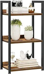 NUMENN Narrow Bookshelf, 3 Tier Bookshelves, Home Office Bookcase Shelf Storage Organizer, Free Standing Storage Shelving Unit for Bedroom, Living Room and Home Office, Vintage