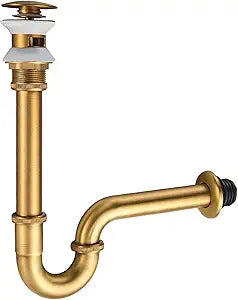 Bathroom Basin Sink U Shape Stopper Complete Set, Adjustable Height 1-1/4 Bottle Trap Basin Sink Waste Drain P Trap Set with Overflow, Antique