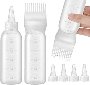 Pimoys 2 Pcs Root Comb Hair Dye Oil Applicator Bottles For Scalp, White