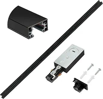 H Track Lighting Rails 3.3FT Single Circuit 120V with 2 Endcaps in(Black)