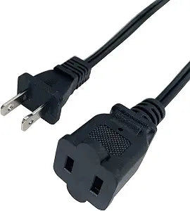 Short Extension Cord 2 Foot, 18 AWG Small 2 Prong Power Cord Cable