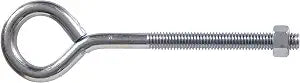 Hillman Eye Bolts With Nuts, 3/8in x 6in, 4 Pack, Zinc