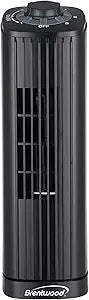 Brentwood Portable 14-Inch Personal Tower Fan with 3 Quiet Speeds, 16 FT/S Velocity, 50┬░ Oscillation, Carry Handle (Black)