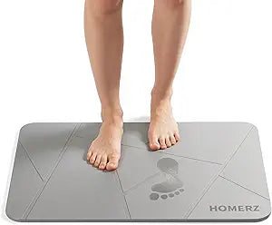 Homerz Stone Bath Mat  Premium Diatomaceous Earth Bath Mat, Rock Absorbent Bath Mats for Bathroom, Modern Stone Drying Mat, Shower Mat Outside Shower, Tapetes para Bao 23.6"x15.3" Light Gray