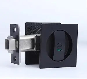 Dontay Pocket Door Color Coded Indicators Lock,Privacy (Bed/Bath) Handles Latch, 2-3/8" Backset, Hardware for 1 3/8 to 2 3/16 Thickness Door(Excluding Edge Pull, Matte Black, Square - 1 Pack)
