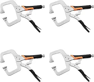 11-Inch C-Clamp Locking Pliers,Heavy Duty Vise Grip Welding Clamp With Swivel Pads for Woodworking,Home,Metalworking,Auto Repair(4 Pack)