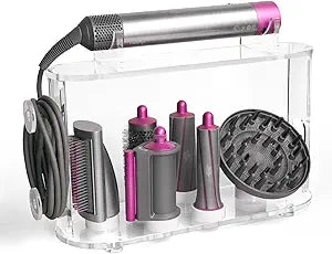 Affogato Storage Holder Compatible with Dyson Airwrap Styler Accessories, Acrylic 6 Holes Countertop Organizer Stand, Desktop Organizer for Storage Long Barrel Attachments for Bathroom