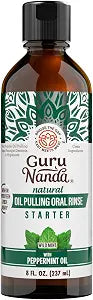 GuruNanda Starter Coconut Oil Pulling Mouthwash with Peppermint Oil, 8oz