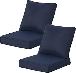 24x24 Inch Outdoor Deep Seat Cushions Set of 2,Thick High-Density Foam, Removable Cover with YKK Hidden Zipper,Water-Resistant UV-Resistant Polyester for Patio Furniture,Midnight