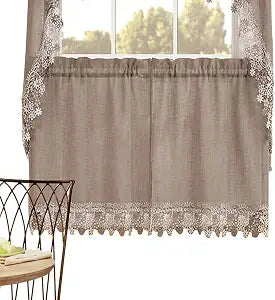 RENAISSANCE HOME FASHION Lillian Tier Pair, 56" X 36", Linen