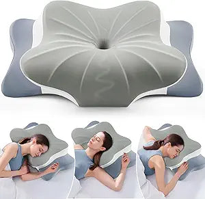 DONAMA Cervical Pillow for Neck and Shoulder Pain Relief, Cooling Contour Memory Foam Pillow, Dual-Height Ergonomic Neck Support Pillow for Side Back Stomach Sleepers with Removable Pillowcase