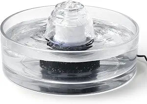 2.7L Glass Pet Fountain Transparent Glass Cat Water Fountain & Little Dog Drinking Bowl Automatic Cat Water Dispenser-Ultra-Quiet Pump 1 Filters & 1 Sponges