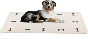 Dog Mat for Food and Water, Crate Pad, and Floor Protector - 55 x 28 Extra Large PVC Memory Foam Pad with Non-Slip Bottom - Stain, Scratch, and Water-Resistant Floor Mat by PETMAKER (Dog Bones)