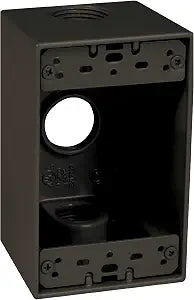 TayMac SD375Z Weatherproof Box, 1-Gang, (3) 4-Inch Outlets, Deep, Bronze