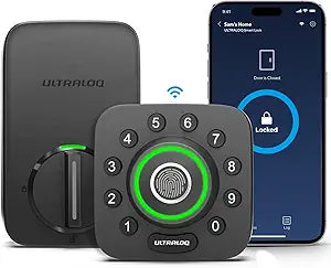 ULTRALOQ U-Bolt Pro WiFi Smart Lock with Door Sensor, Built in Wi-Fi Smart Deadbolt Lock for Front Door with Fingerprint ID, App Remote Control, Share Access, Auto Unlock, Auto Locking, Backlit Keypad