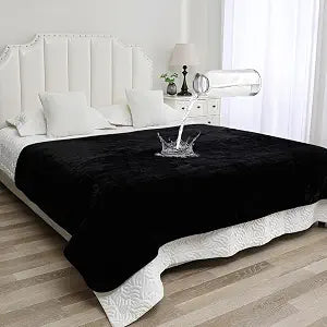 Waterproof Blanket for Couples  Ideal for Couch & Bed Splash Proof Sherpa Throw, Leakproof TPU Layer, Stain Resistant Washable Bed Protector  Black, 80"x60"