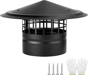 6 Inch Round Chimney Cap,Cone Top Chimney Cap with Screen,Roof Rain Wood Stove Pipe Cover Guard Outside Topper,Fireplace Exhaust Cover for 6" Stove Pipe-Galvanized Steel,Maximize Airflow Better Vent