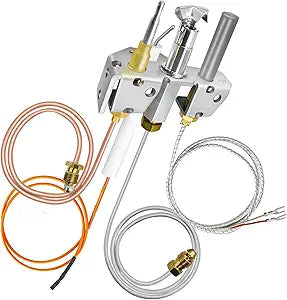 4021-733 Propane Gas Fireplace Pilot Assembly for Heatilator, Heat-N-Glo and Quadrafire Fireplaces and Stoves, 25661 LP Gas Pilot Assembly with Thermocouple, Thermopile, Pilot Tube
