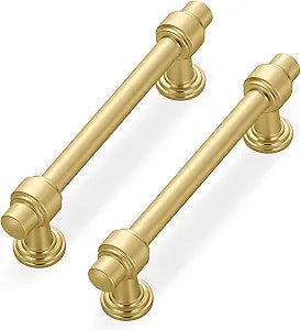 Lardmon 10 Pack 3.75 Inch(96mm) Hole Center Brushed Gold Modern Cabinet Pulls Kitchen Cabinet Handles Kitchen Cabinet Hardware Timeless Drawer Vanity Pulls, B-Gold(3.75x10)