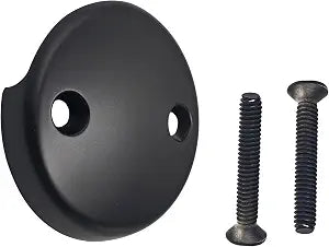 Matte Black 3.2 Inch 2-Hole Bathtub Overflow Plate with Two Screws