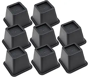 Ihomepark Bed Risers 4 Inch Heavy Duty, Square Furniture Frame Lift for Couch, Chair, Desk, Sofa and Bunk Bedpost, Set of 8