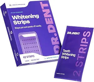 DRDENT Purple Teeth Whitening Strips - 42 Strips (21 Treatments) - Peroxide Free Pap Whitening - Color Correcting Purple