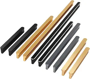 5 Pack Gold Cabinet Pulls - Brushed Brass Kitchen Hardware Handles for Dresser Drawers -T Shape Cabinet Hardware (13.31 inch,Brushed Gold)