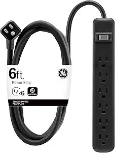 GE Power Strip, 6 Outlet Extender, 6 Ft Extension Cord