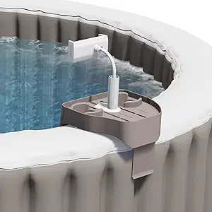 POOLCOMFT Hot Tub Table Tray with Adjustable Phone Holder, Caddy Holds 2 Drinks for Outdoor Inflatable Pool & Spa, Hot Tub Accessories for Adults, Idea Gifts for Women, Mom