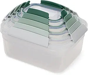 Joseph Joseph Nest Lock, 10 Piece Plastic Food Storage Container set with lids, Leak Proof, Airtight, Space Saving, Kitchen Storage, BPA free - Sage Green