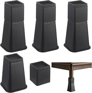 4 PCS Bed Risers Heavy Duty, Stackable Sofa Lifts 4 in 8 in 12 in, Adjustable Furniture Risers for Bed Frame Couch Table Cabinet Desk, Supports up to 3000 Lbs, Black