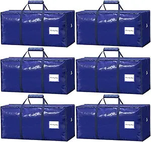 6 Pack Large Moving Bags Heavy Duty  Reusable Storage Bags with Zippers & Handles | Extra-Large Packing Bags for Moving Boxes, Clothes, Bedding, Holiday Dcor & Home Storage