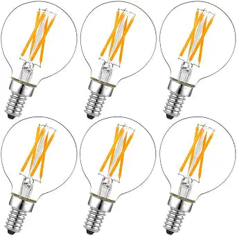 LiteHistory G16.5 E12 Candelabra Bulb 40 watt,Warm Light Bulbs,2700K,6Pack